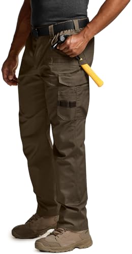 CQR Men's Ripstop Work Pants, Water Resistant Tactical Pants, Outdoor Utility Operator EDC Straight/Cargo Pants, Work Pants Tundra, 34W x 32L