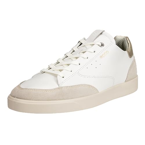 ECCO Women's Street LITE Court Sneaker, Limestone/White/Pure WHTE Gold, 8-8.5