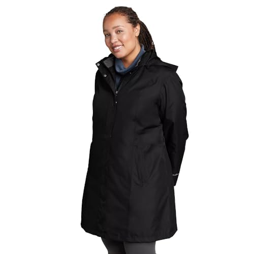 Eddie Bauer Women's Girl on the Go Trench Coat, Black, Large