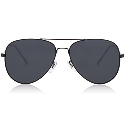 SOJOS Classic Aviator Polarized Sunglasses for Men Women Vintage Retro Style,Black/Grey