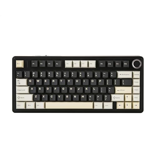 YUNZII B75 Gasket Mechanical Keyboard, Hot Swappable Gaming Keyboard with Knob, TKL 75% Keyboard with 5-Layer Foam, Blue LED, Double Shot PBT Keycaps, for Win/MAC (Graywood Switch, Black)