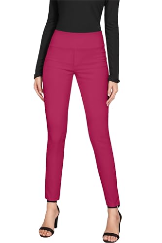 Hybrid & Company Super Comfy Stretch with Full Elastic Waist Pull On Hot Pink Millennium Twill Pant KP44972 Fuchsia XL