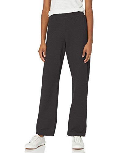 Hanes Women's EcoSmart Fleece, Open Bottom Sweatpants, Petite Sizes, 28.5', Ebony, Medium