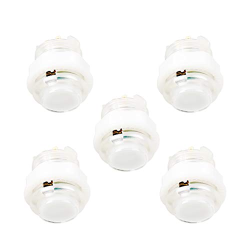 EG STARTS 5X 24mm Full Color LED Illuminated Push Button Built-in Switch 5V Buttons for Classic Arcade Joystick Games Mame Jamma Raspberry Pi & White