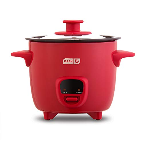 DASH Mini Rice Cooker Steamer with Removable Nonstick Pot, Keep Warm Function & Recipe Guide, Half Quart, for Soups, Stews, Grains & Oatmeal - Red