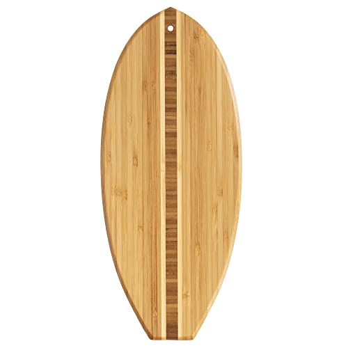 Totally Bamboo Lil' Surfer Surfboard Shaped Bamboo Serving and Cutting Board, 14-1/2' x 6', Brown