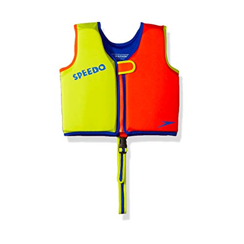 Speedo Unisex-Child Swim Flotation Classic Life Vest Begin to Swim UPF 50 Lime/Orange, Medium