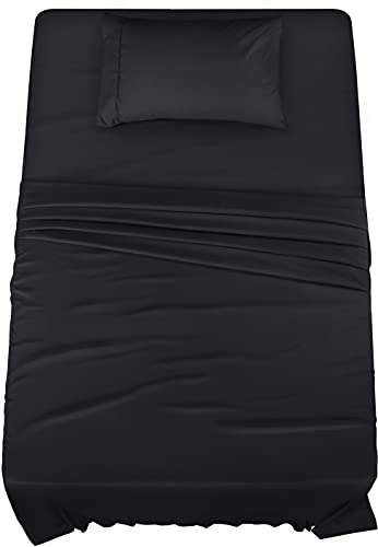 Utopia Bedding Twin Bed Sheets Set - 3 Piece Bedding - Brushed Microfiber - Shrinkage and Fade Resistant - Easy Care (Twin, Black)