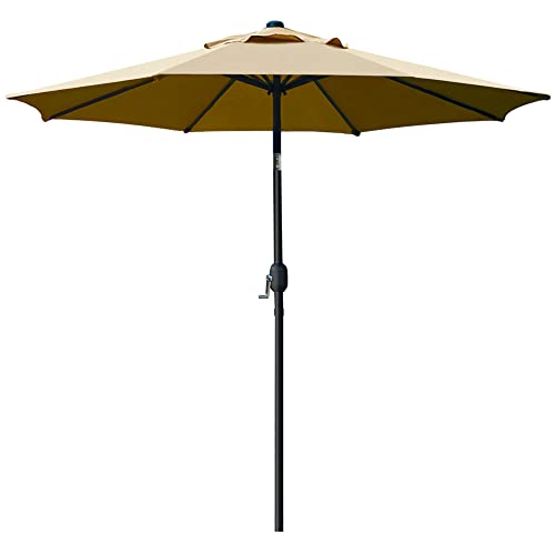 Sunnyglade 9' Patio Umbrella Outdoor Table Umbrella with 8 Sturdy Ribs (Tan)