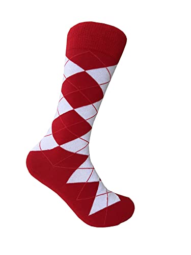 TRM Red With White Argyle Socks For Men,Men Size 10-13