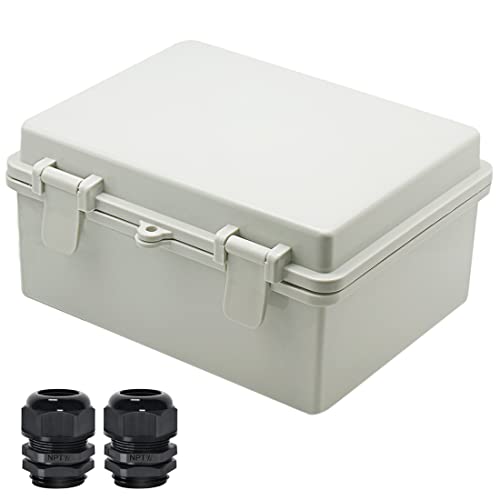 Zulkit Junction Box ABS Plastic Dustproof Waterproof IP65 Electrical Boxes Hinged Shell Outdoor Universal Project Enclosure 8.7 x 6.7 x 4.3 inch (220x170x110 mm)