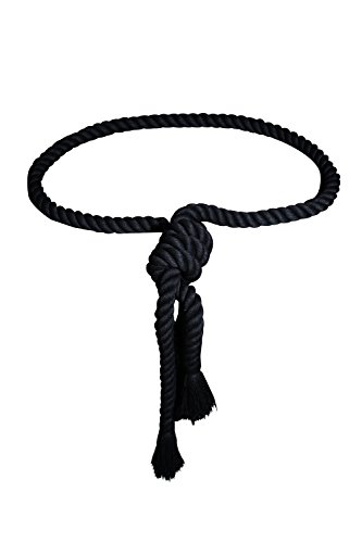 ByTheR Mens Rope Belt Fashion Gothic Style Twisted Shape Adjustable Thick Black