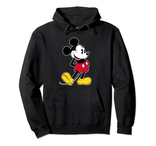 Disney Mickey Mouse Classic Pose V-Neck Pullover Hoodie,Long Sleeve