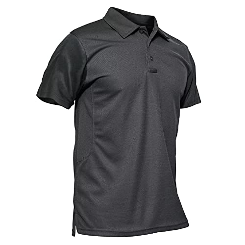 MAGCOMSEN Men's Tactical Shirts Light Golf Shirts Fishing Shirts Pique Polo Shirts Short Sleeve Grey XL