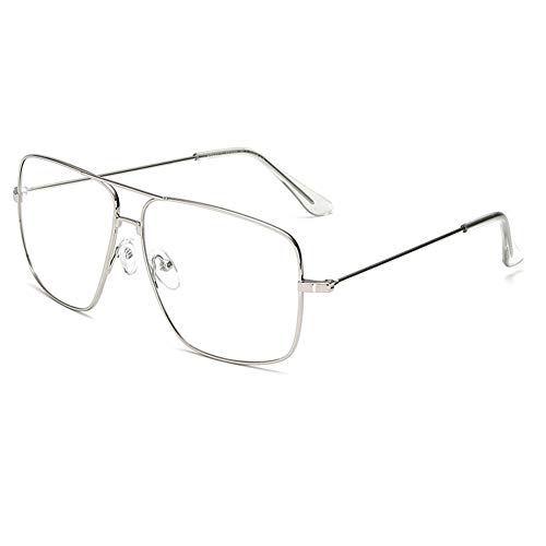 Dollger Classic Glasses Clear Lens Non Prescription Metal Frame Eyewear Men Women Silver