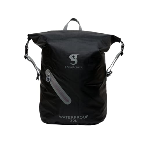 geckobrands Lightweight 30L Waterproof Backpack | Watertight Outdoor Sport Backpack | for Hiking, Running, Cycling, Biking, and Light Water Activities.