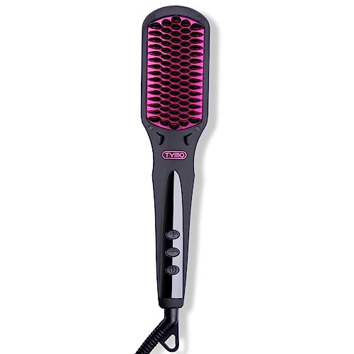 Hair Straightener Brush, TYMO One-step Straightening Brush with 10M Negative Ions, Anti-Frizz Ceramic Hot Brush to Smooth Hair, 16 Temps with LCD Display, Anti-scald Design Safety & Easy for all ages