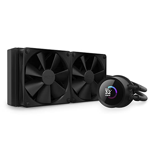 NZXT Kraken 240 - RL-KN-240-B1 - 240mm AIO CPU Liquid Cooler - Customizable 1.54' Square LCD Display for Images, Performance Metrics and More - High-Performance Pump - 2 x F120P Fans - Black