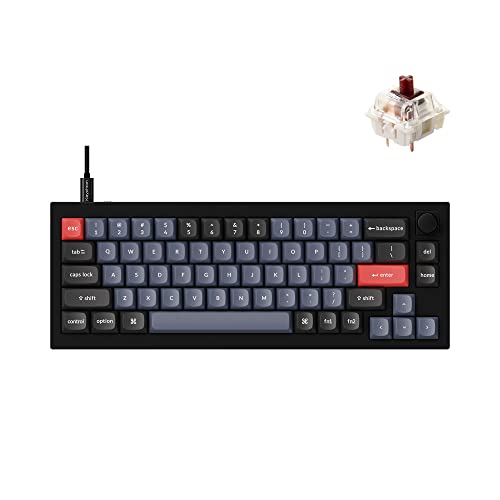 Keychron Q2 Wired Custom Mechanical Keyboard Knob Version, 65% Layout QMK/VIA Programmable Macro with Hot-swappable Gateron G Pro Brown Switch Double Gasket Compatible with Mac Windows Linux (Black)