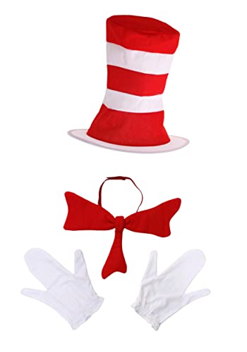 elope Dr. Seuss Cat in The Hat Costume Accessory Kit for Adults Standard Red
