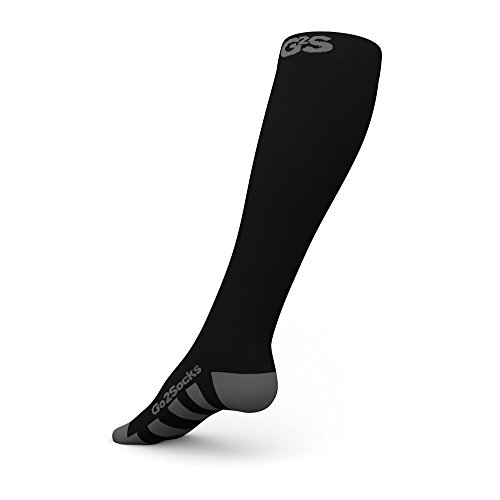Go2Socks Compression Socks for Men Women Nurses Runners 20-30mmHg Medical Stocking Athletic (Original Black, Medium)