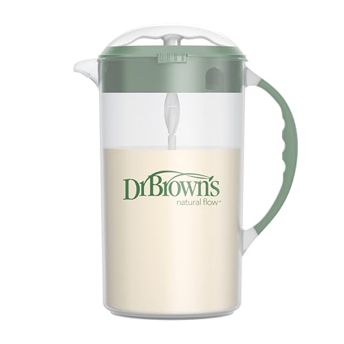 Dr. Brown's Baby Formula Mixing Pitcher with Adjustable Stopper, Locking Lid, & No Drip Spout, 32oz, BPA Free, Olive