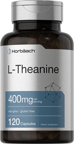 Horbäach L-Theanine Supplement | 400mg | 120 Capsules | Non-GMO & Gluten Free