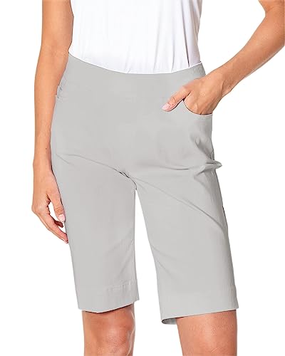 SLIM-SATION Women's Golf Wide Band Pull On Short with Real Pockets (Color Sterling,12)