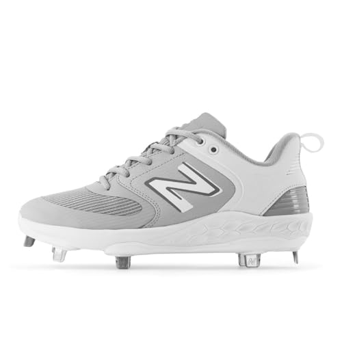 New Balance Women's Fresh Foam Velo V3 Softball Shoe, Grey/White, 8