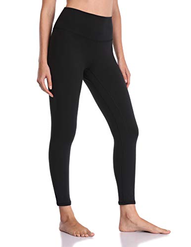 YUNOGA Women's Soft High Waisted Yoga Pants Tummy Control Ankle Length Leggings (S, Black)