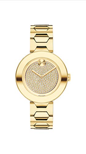 Movado Women's BOLD T-Bar LYG Watch with a Flat Dot Crystal Dial, Gold (Model 3600492)