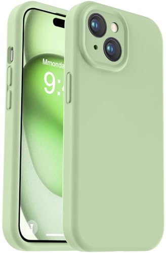 Vooii Compatible with iPhone 15 Plus Case, Upgrade Liquid Silicone [Enhanced Camera Protection] [Soft Anti-Scratch Microfiber Lining] Shockproof Phone Case for iPhone 15 Plus 6.7 inch - Matcha