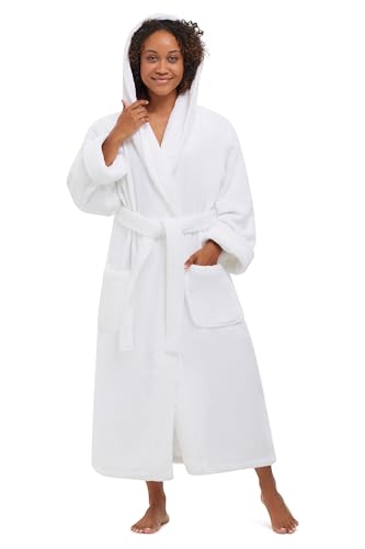 MONARCH Hooded Unisex Terry Bathrobe - 100% Lux Combed Cotton 16 oz. Loop Terry Robe, Five-Star Hotel Choice (Large)