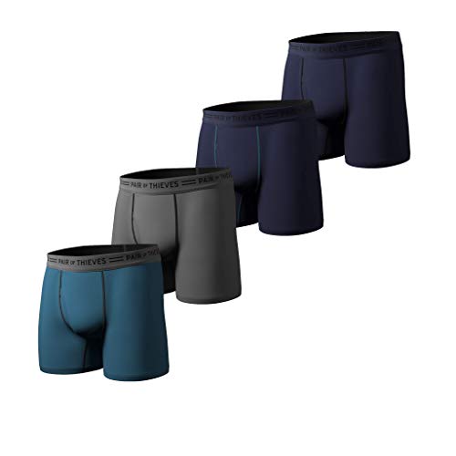 Pair of Thieves Cotton Boxer Briefs for Men Pack (4 Pack) - Tagless Underwear for Men Pack Dark Navy