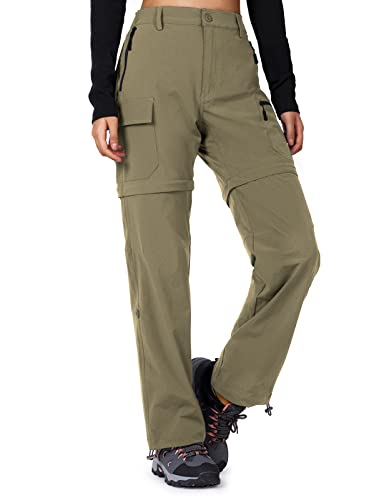 Cycorld Women's-Hiking-Pants-Convertible Quick-Dry-Stretch-Lightweight Zip-Off Outdoor Pants with 5 Deep Pocket（Khaki, Medium