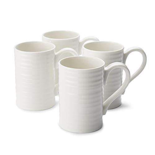 Portmeirion Sophie Conran White Tall Mugs | Set of 4 | 12 Ounce Mugs for Coffee, Tea, and Hot Cocoa | Made from Fine Porcelain | Microwave and Dishwasher Safe