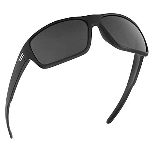 TOROE Eyewear FIELD Wrap Around Sport Sunglasses With Polycarbonate Polarized Lenses, Lightweight TR90 Frame (Matte Black | White Emblem, Black (C3))