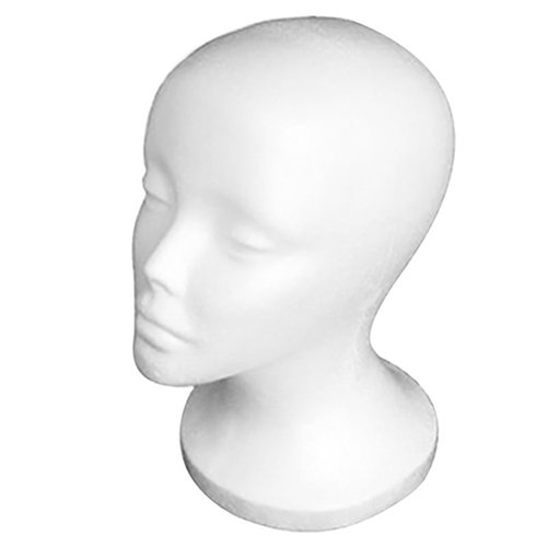 Foam Mannequin,Female Head Model Wig Hair Hat Display Foam Mannequin Manikin White