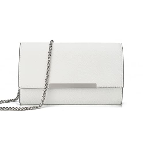 AFKOMST Small Clutch Purses for Women Formal Crossbody Evening Bag and Wristlet Handbags with Chain Strap, White