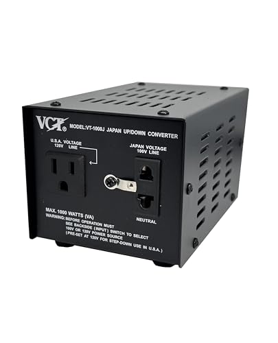VCT VT-1000J - Japanese Step Up/Down Voltage Transformer Converts Japan 100 Volts To 120Volts OR Vice Versa -1000 Watt,black