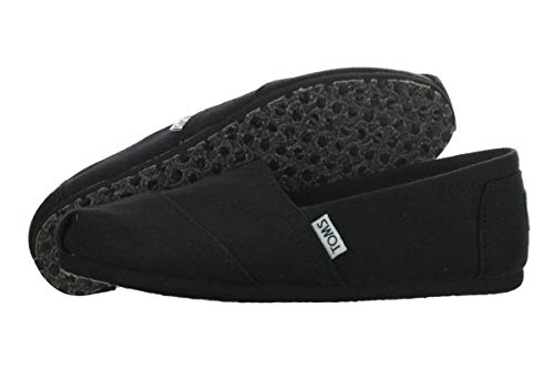 TOMS Women's Classic Alpargata Slip-On Shoe Black On Black Canvas 7 M