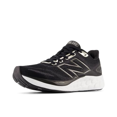 New Balance Women's Fresh Foam 680 V8 Running Shoe, Black/Light Gold Metallic/Black Metallic, 9