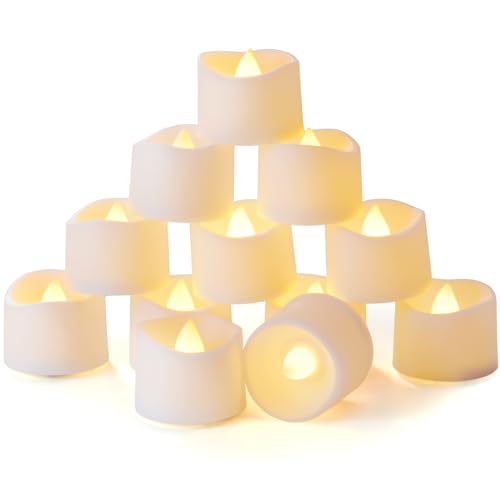 Homemory Timer Tea Lights Candles Battery Operated Candles with 6H Timer, Auto On Daily, Flameless LED Tealight Votive Candles for Table Centerpieces, Lantern, Holiday Decor, Built-in Timer, 12-Pack