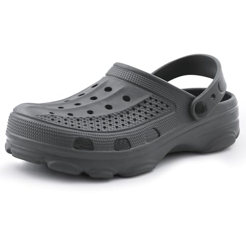 Beslip Womens Mens Garden Clogs Shoes with Arch Support Unisex Comfort Slip-on Sandals, Grey 11.5-12 Women/10-10.5 Men
