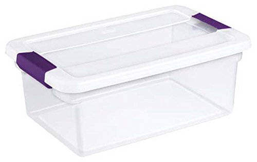 Sterilite 15 Qt ClearView Latch Storage Box, Stackable Bin with Latching Lid, Plastic Container to Organize Shoes in Closet, Clear Base, Lid, 12-Pack