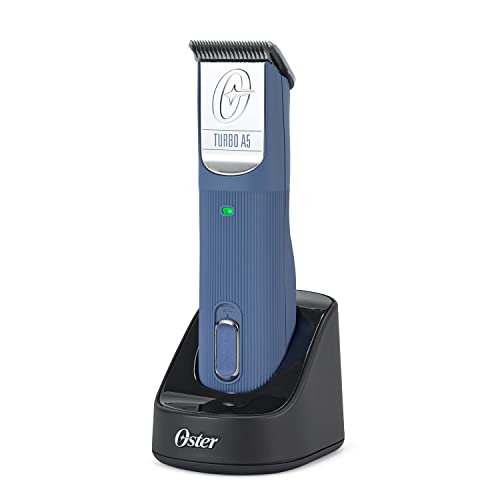 Oster Professional Cordless Turbo A5 Animal Clipper with Lithium-Ion Battery, Detachable Blade, Blue for dogs