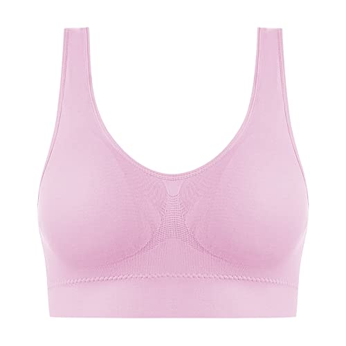 Amazon Deals Today Sports Bra for Women Sweat-Free Mesh Shaping Bra Breathable Cool Liftup Air Bra Seamless Wireless Cooling Comfort Bra Halter Tops for Women with Built in Bra Pink M