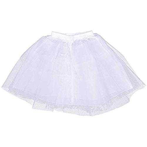 Kumeng Girl?s Hoopless Petticoat Crinoline with 3 Layers, Wedding Flower Girl Slip Underskirt for Kids (White), Medium