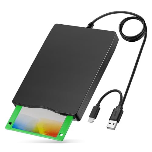 YEY External USB 3.5-inch USB Floppy Disk Reader 1.44 MB FDD Portable Floppy Disk for PC Laptops Windows/XP/7/8/10/11 Plug and Play, Also for iMac and MacBook Pro (Black)