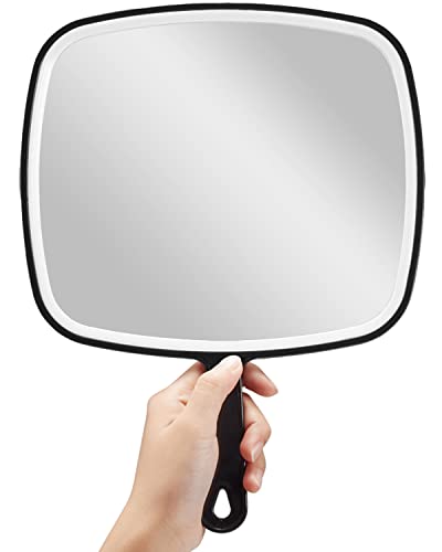 OMIRO Hand Mirror, Extra Large Black Handheld Mirror with Handle, 12.4' L x 9' W